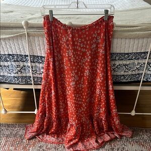 Max Studio Red Tiered Maxi Skirt